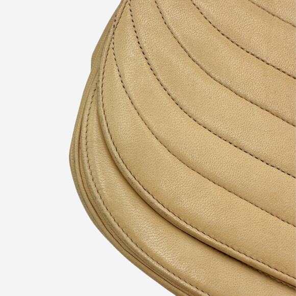 Authentic Vintage Beige Lambskin Chanel Halfmoon w 24k gold plated hardware - Picture 7 of 16